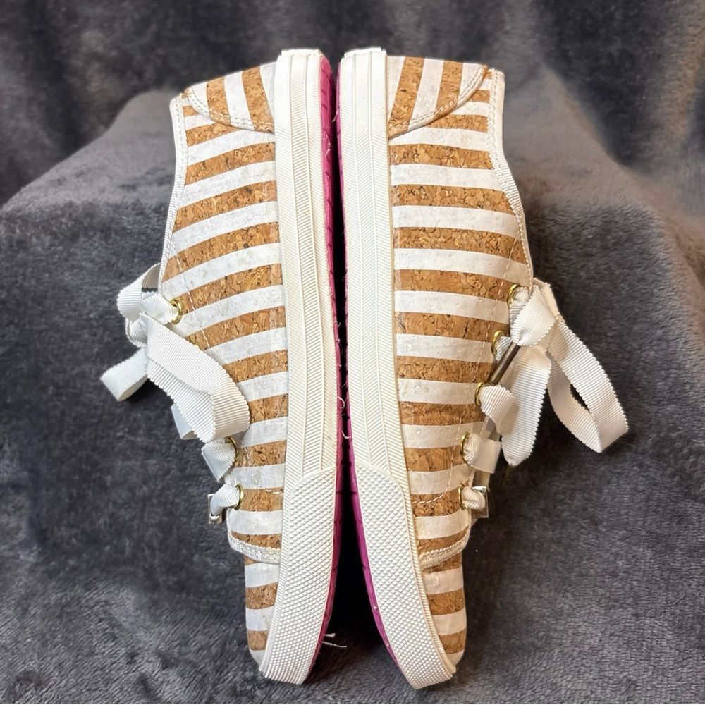 Kate Spade Beige and White Striped Sneakers Sz 6.5 pre-owned - Picture 12 of 12